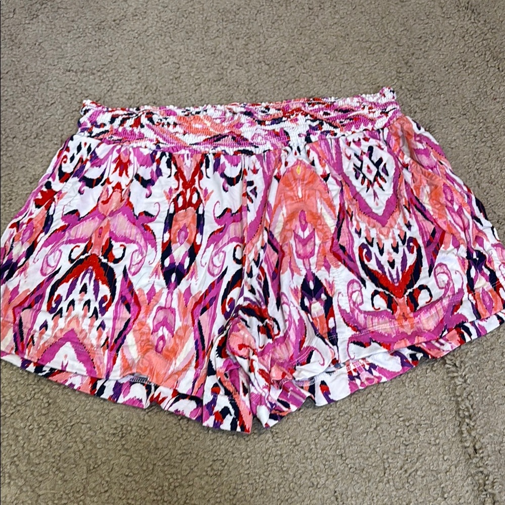 Soma Pink and Orange Pajama Shorts with Ikat Print PJ Bottoms